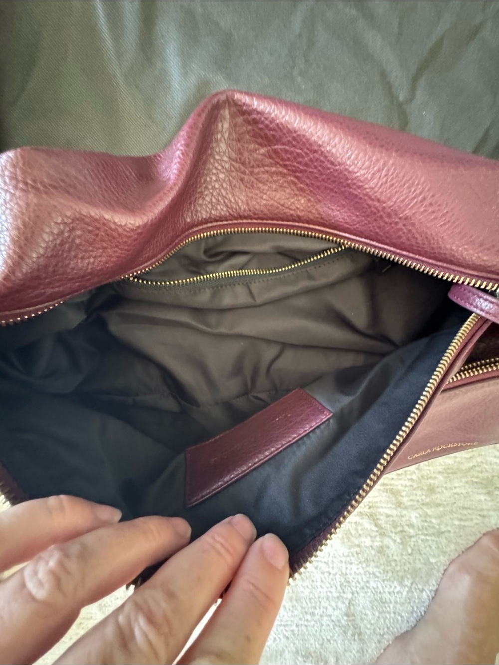 Carla Rockmore Metallic Merlot Leather Shoulder Sling Bag - Picture 6 of 6